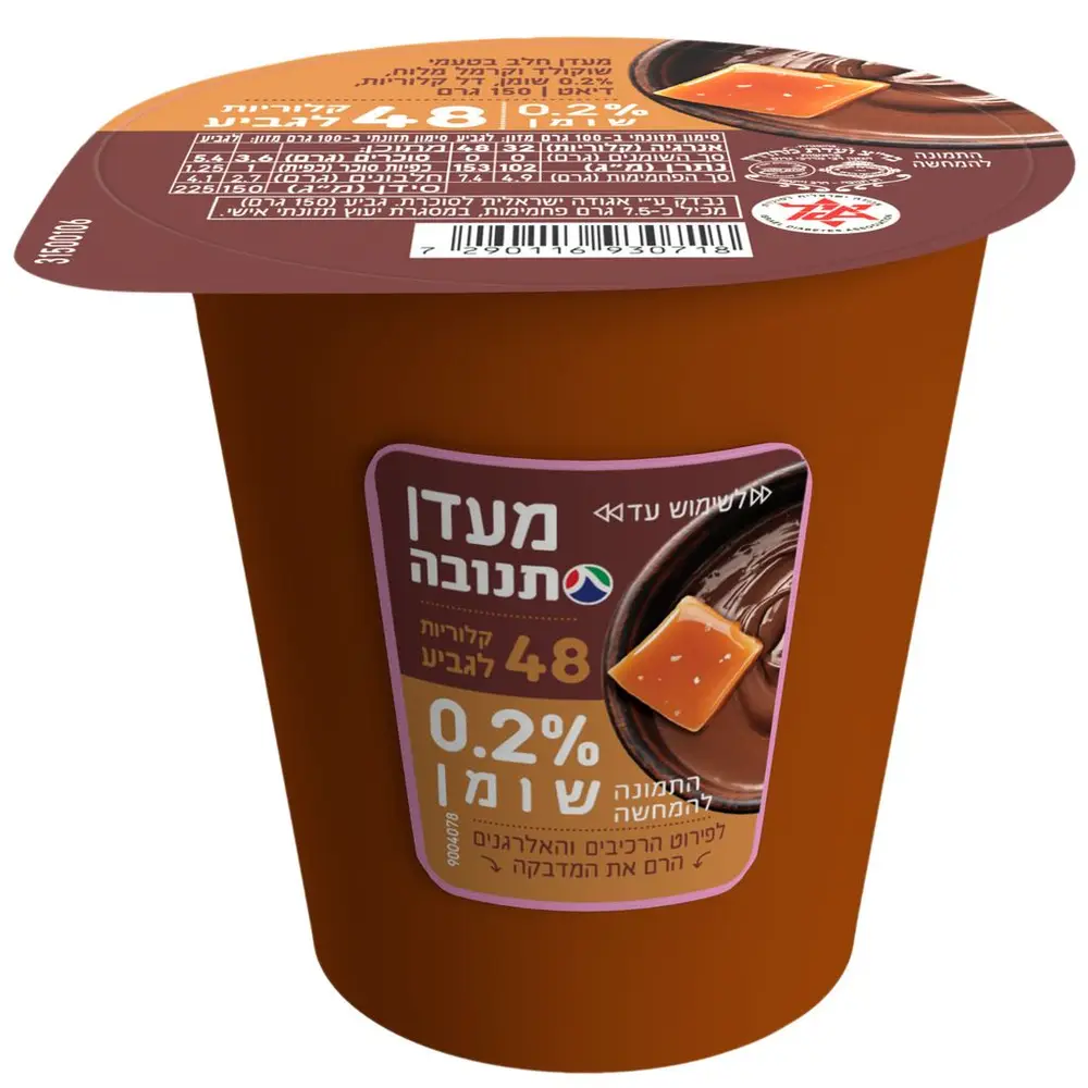 מעדן תנובה דיאט בטעם שוקולד וקרמל מלוח 0%