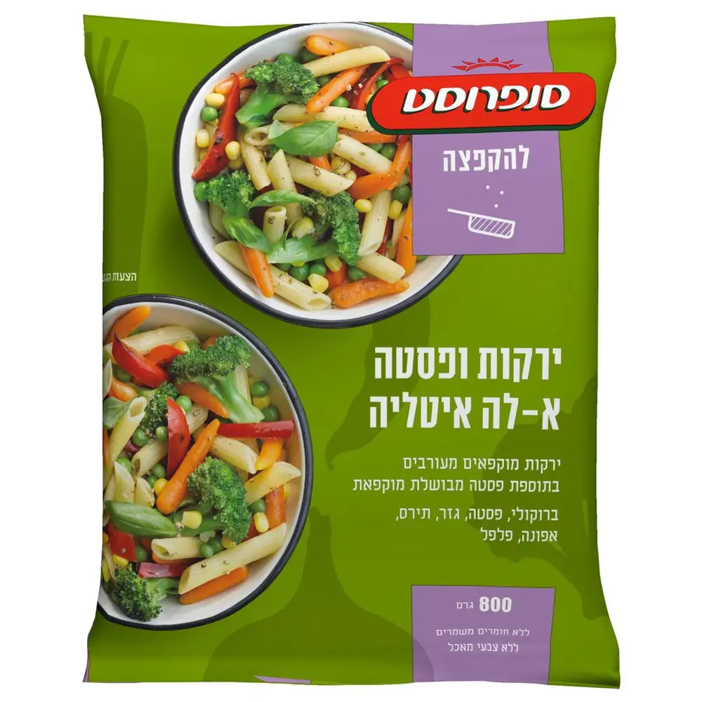 ירקות מוקפאים מעורבים בתוספת פסטה מבושלת מוקפאת