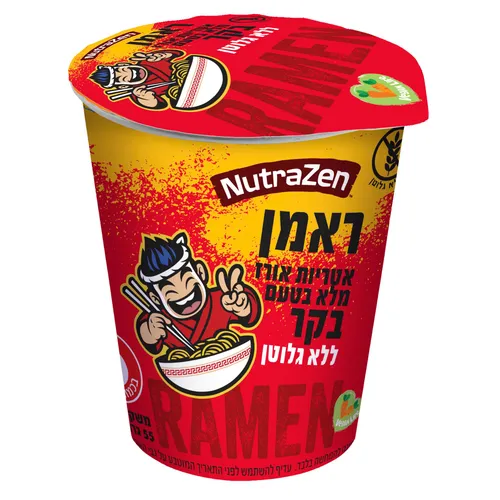 אטריות ראמן אורז מלא בטעם בקר להכנה מהירה - ללא גלוטן וטבעוני 55 גרם