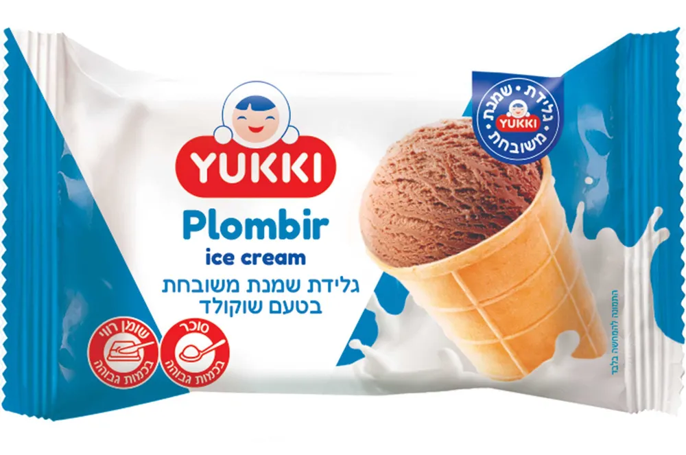גלידת שמנת  בטעם שוקולד  בגביע וופל אישי פלומביר  75 גר YUKKI (52)