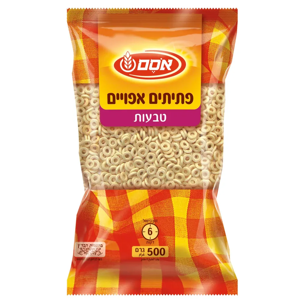אסם פתיתים אפויים טבעות 12*500גרם