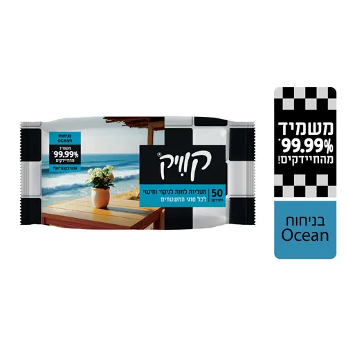 קוויק מגבונים לנקוי כללי בניחוח אושן 50 יח'