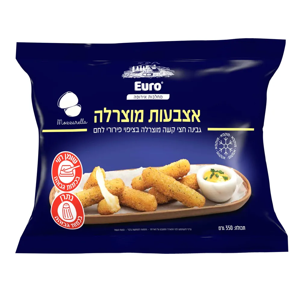 אצבעות מוצרלה בציפוי פירורי לחם 350 גרם