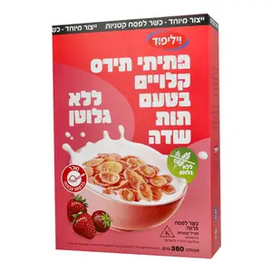 פתיתי תירס קלויים בטעם תות שדה ללא גלוטן 350גר'