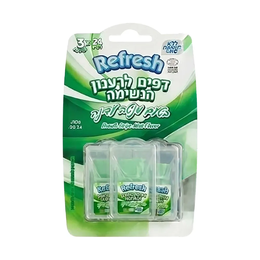 דפי רענון שלישייה מנטה עדינה  1/12 (12)2.4 גרם ירוק