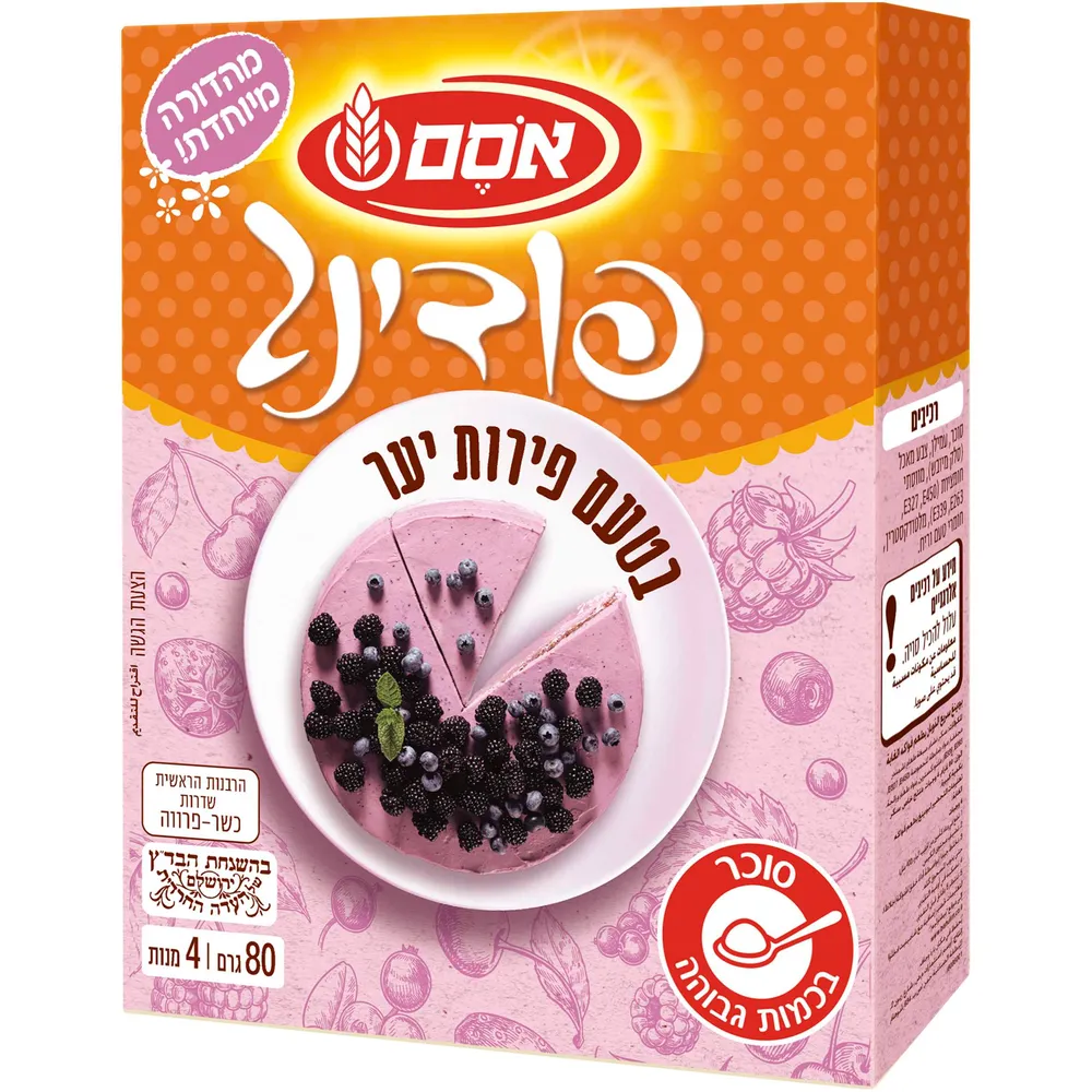 אסם אינסטנט פודינג פירות יער 12*80גרם