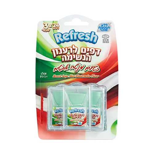 דפי רענון שלישייה מנטה אבטיח 1/12 (12)2.4 גרם ירוק אדום