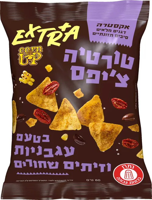 טורטיה צ'יפס בטעם עגבניות וזית שחור 60גר