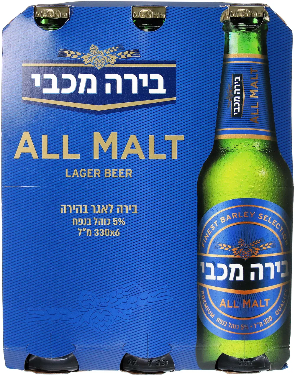 בירה מכבי 330 מל שישייה