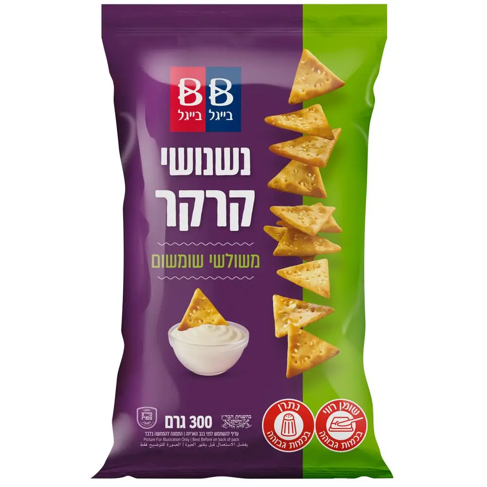 נשנושי קרקר משולשי שומשום