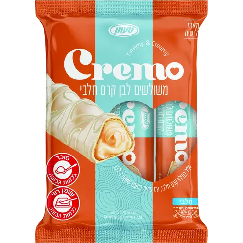 מארז cremo וופל קרם לבן בציפוי לבן 75 גר