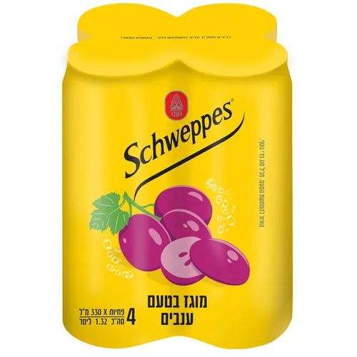 רביעיית פחיות שוופס מוגז פירות ענבים 330 מל