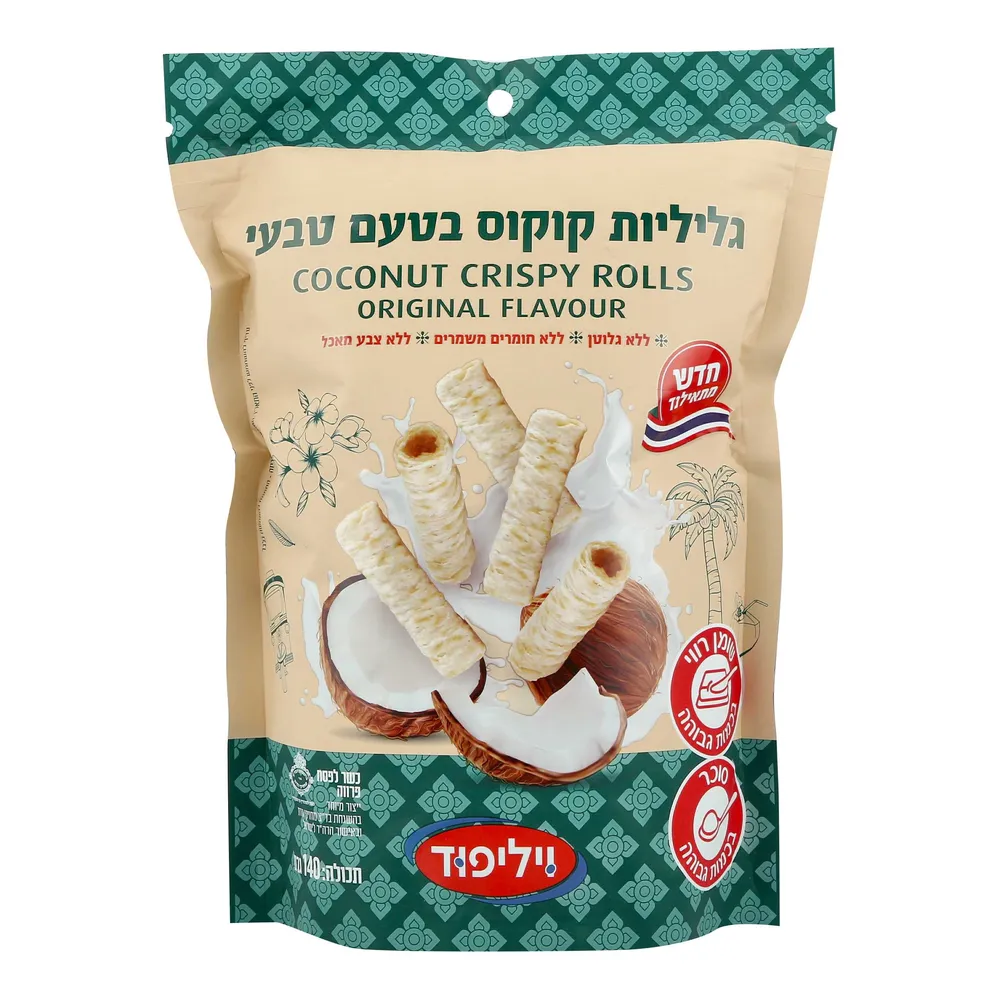 גליליות קוקוס בטעם טבעי 140 גר'
