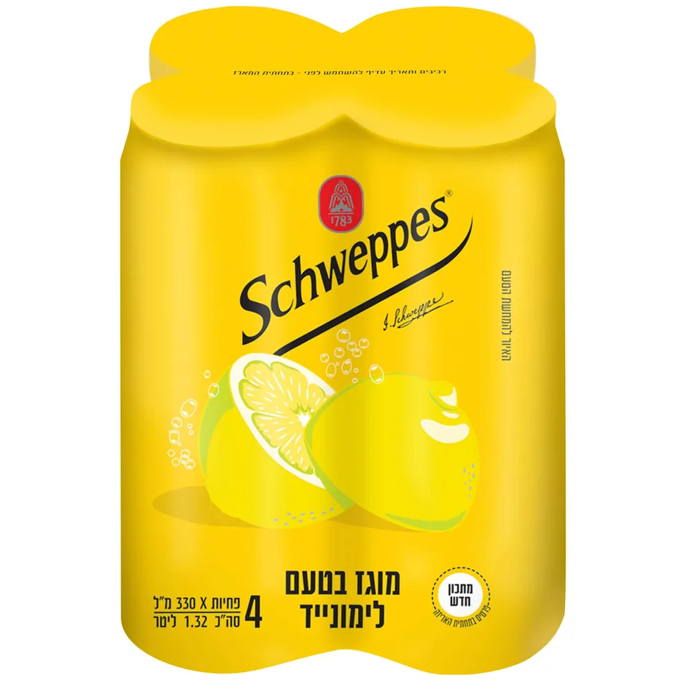 רביעיית פחיות שוופס מוגז פירות למונייד 330 מל