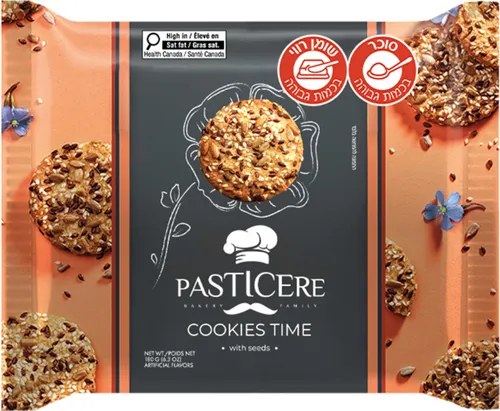 עוגיות COOKIES TIME עם גרעיני חמניות פשתן שומשום קוקיז טיים 180 גרם