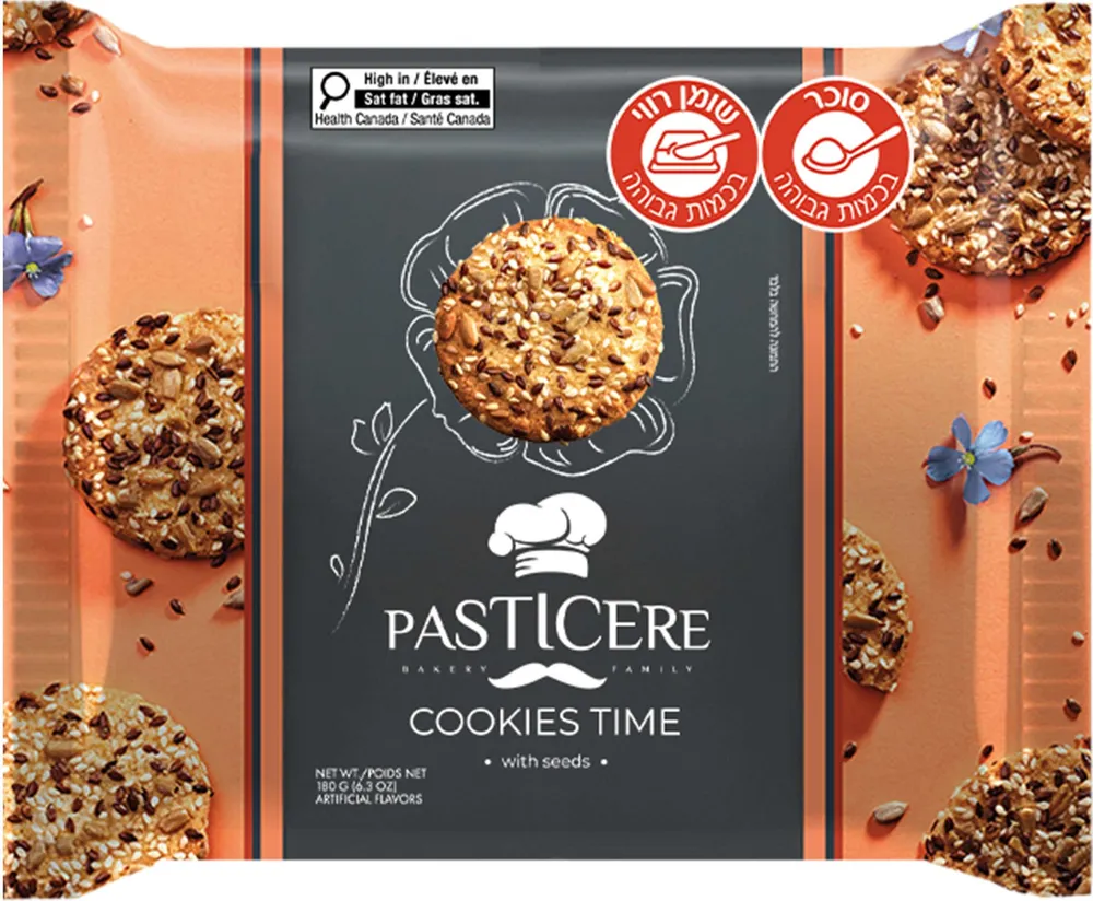 עוגיות COOKIES TIME עם גרעיני חמניות פשתן שומשום קוקיז טיים 180 גרם