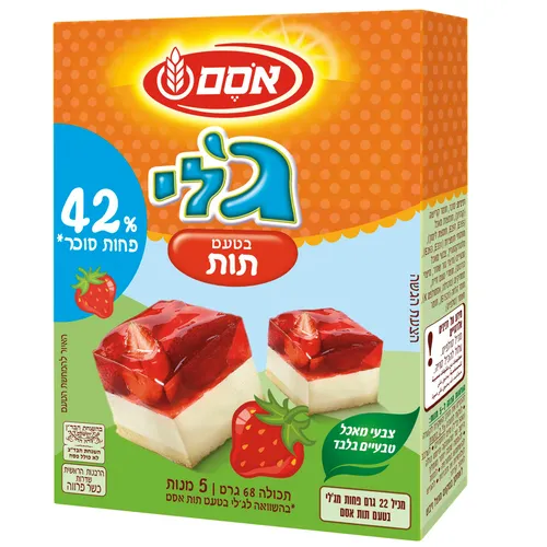 אסם ג'לי תות שדה מופחת סוכר 12*68ג