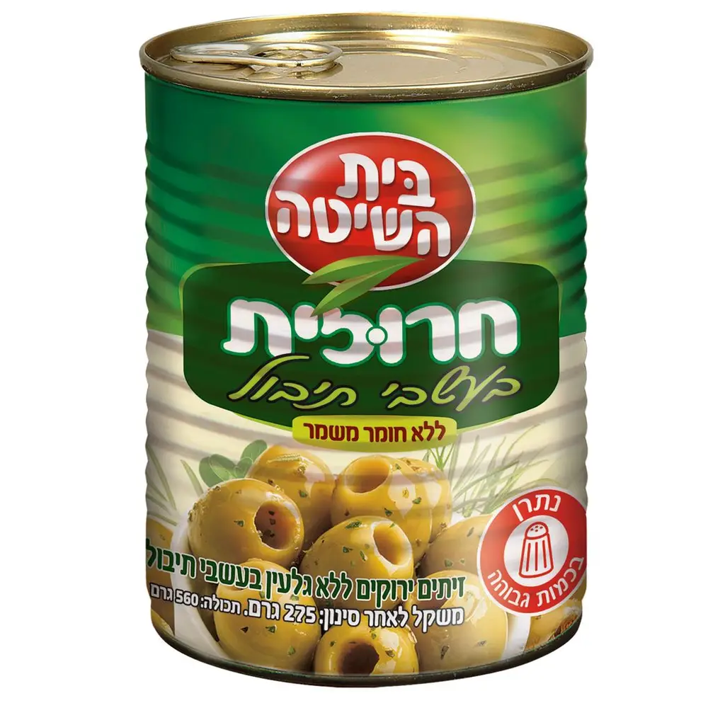 זיתים ירוקים ללא גלעין חרוזית בעשבי תיבול