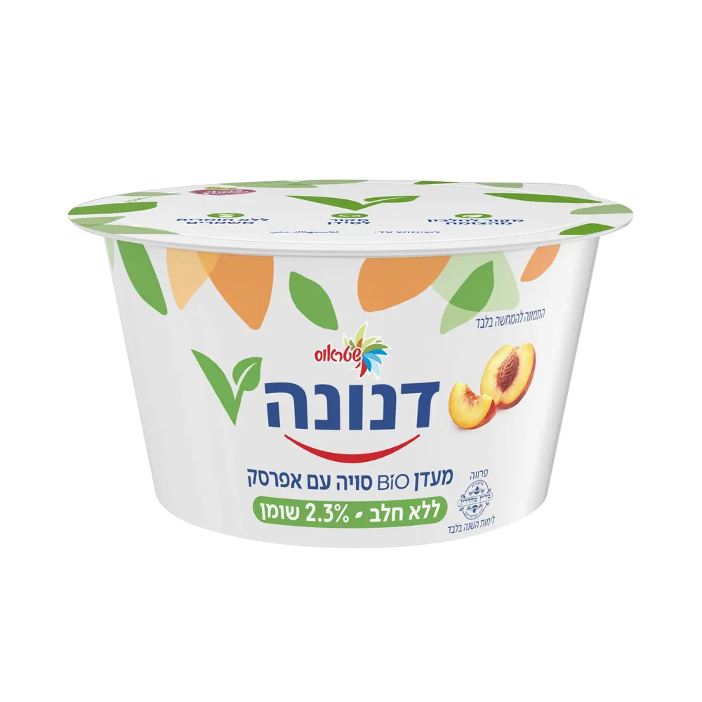 מעדן ביו סויה עם אפרסק בתוספת חיידק פרוביוטי סידן וויטמינים