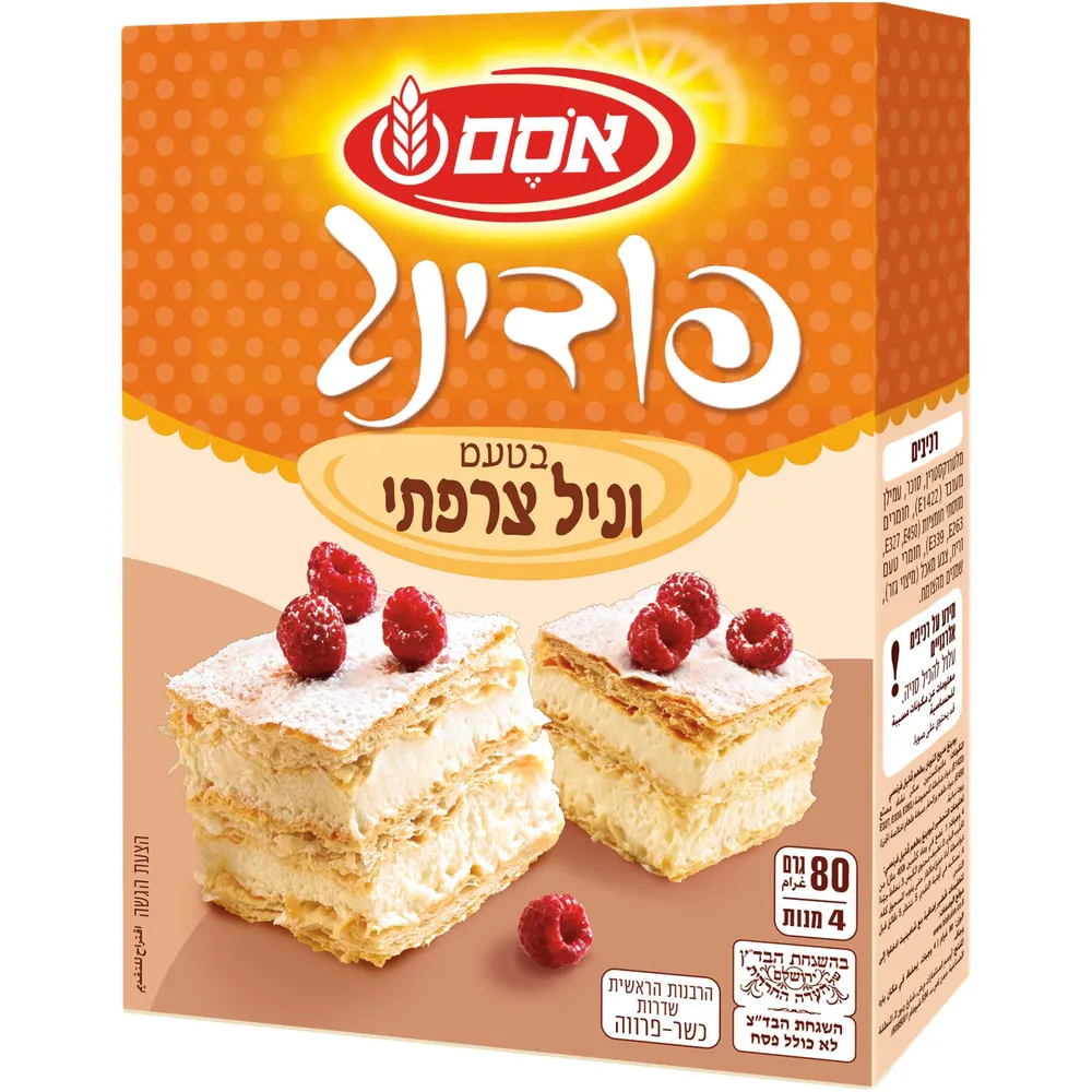אסם פודינג בטעם וניל צרפתי 12*80גרם