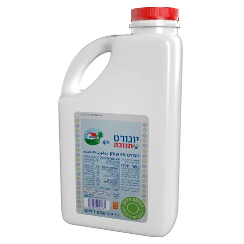 יוגורט לבן 4% תנובה 3 ל' אדום