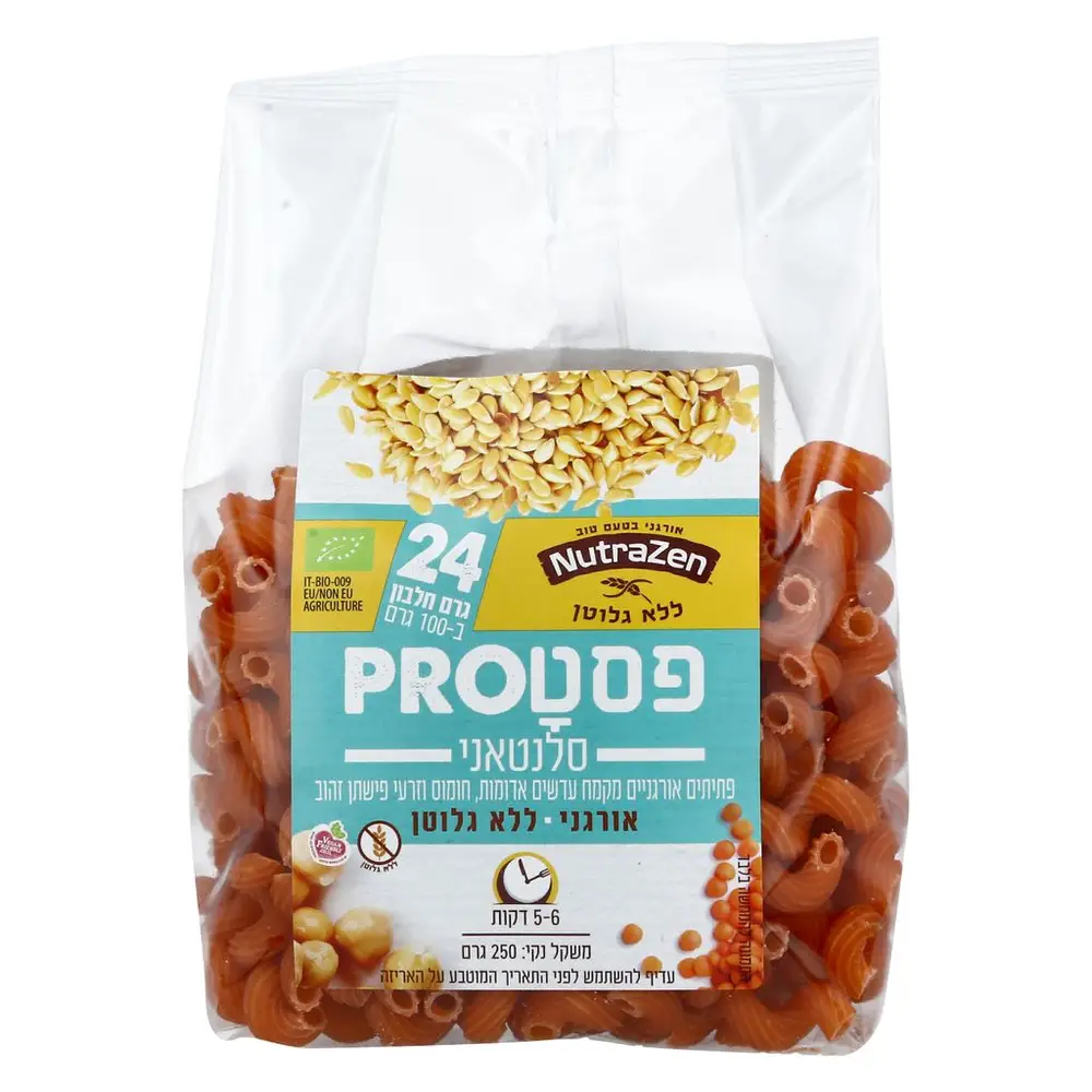 פסטPRO עדשים אדומות חומוס ופשתן GF אורגנית 250 ג