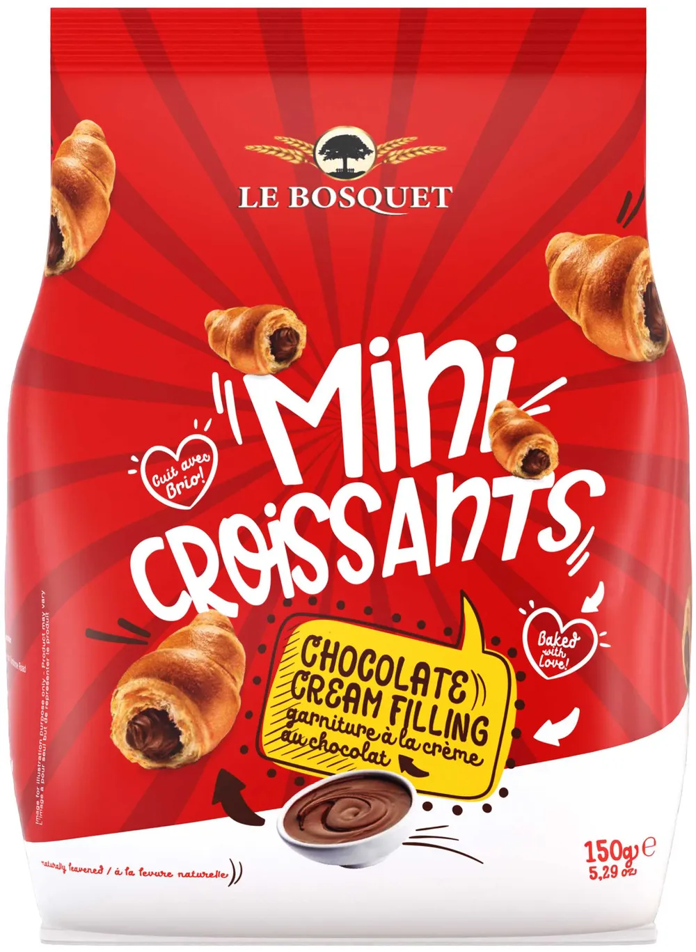 לה בוסקט מיני קוראסונים במילוי שוקולד 150 גר'