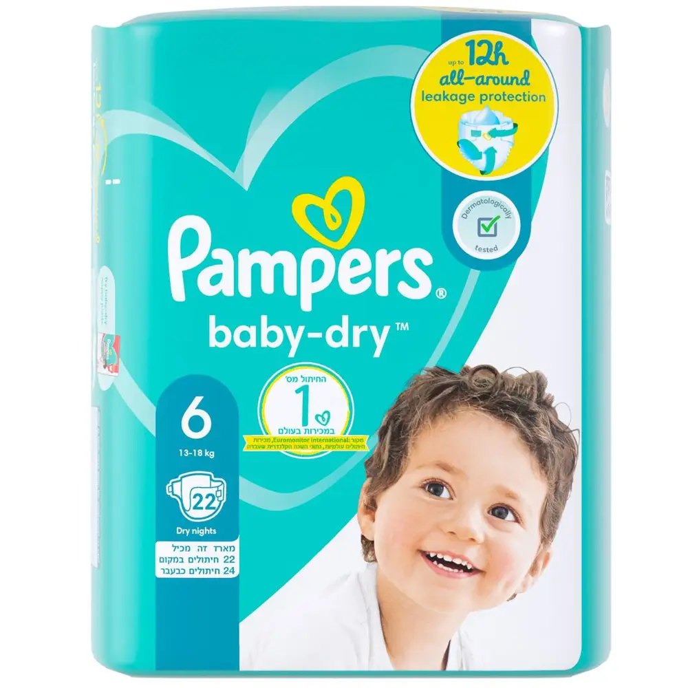 פמפרס בייבי דריי מידה 6 22 יחידות