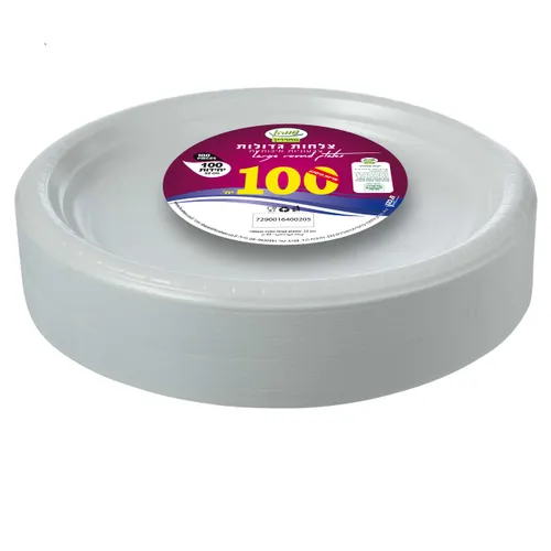 צלחות גדולות צבעוניות 100 יחידות ישווה