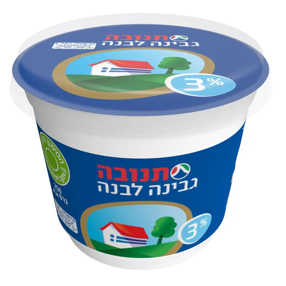 גבינה לבנה תנובה 3% 250 ג' מהדרין
